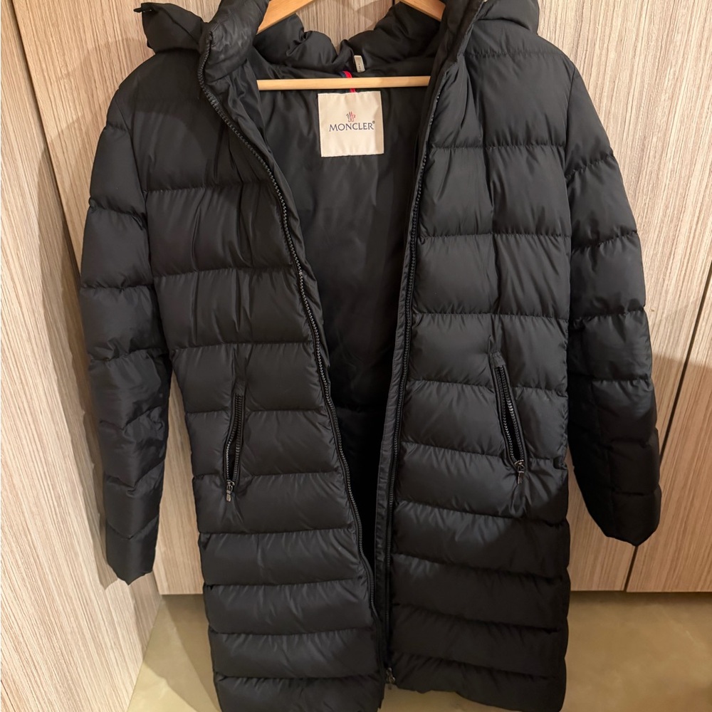 Moncler Black Quilted Long Hooded Puffer Coat
